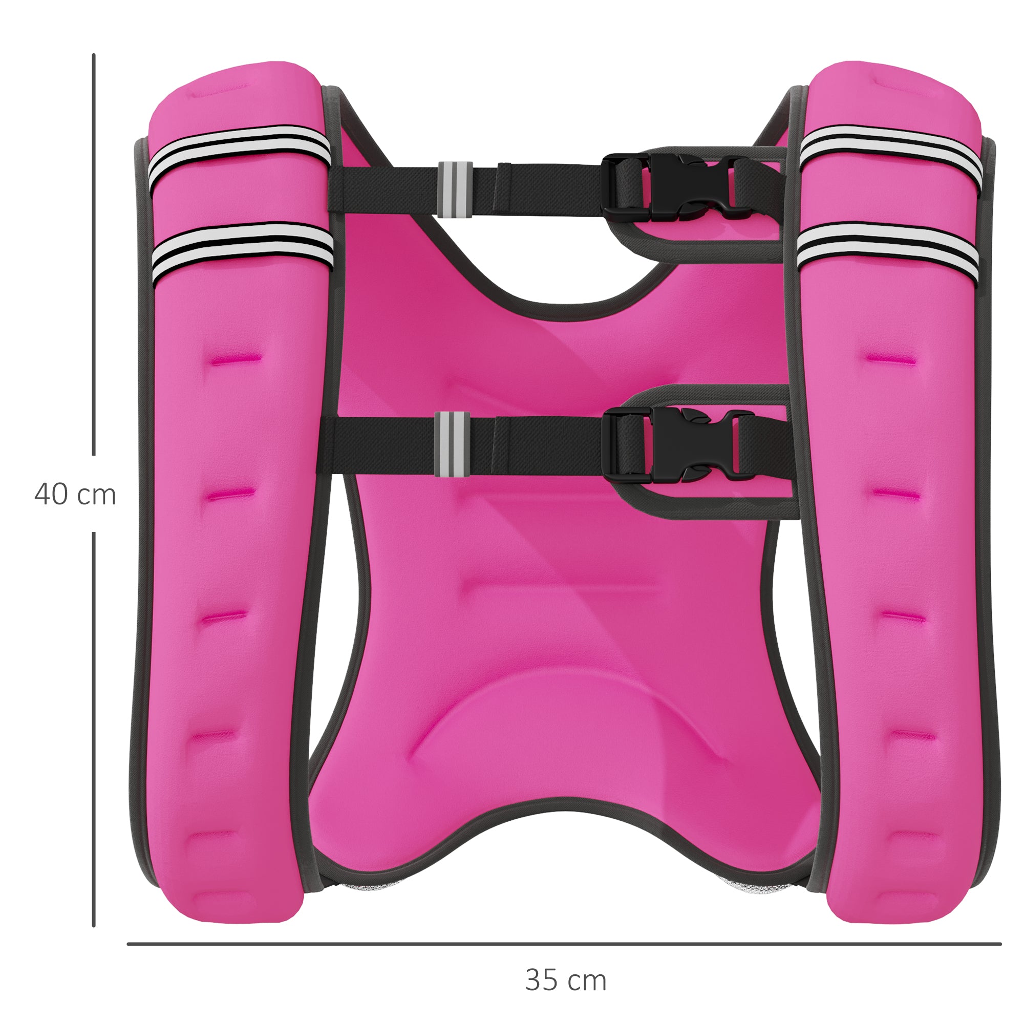 Pink inflatable running weight vest with black straps white stripes made of durable oxford fabric for men and women