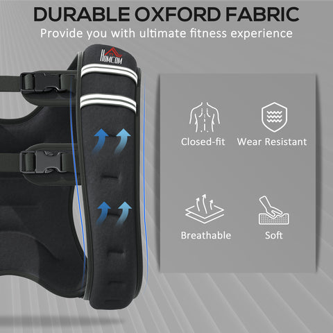 Black homcom weight vest made of durable oxford fabric with white stripes and adjustable straps for running fitness