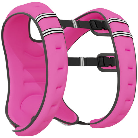 Bright pink homcom 8kg weighted vest with black straps oxford fabric running weight vest with reflective strips