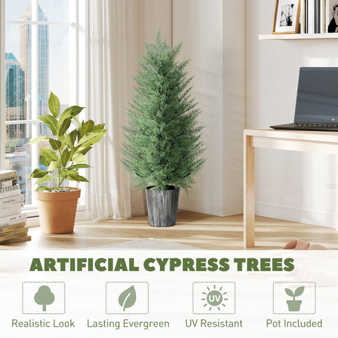 Tall artificial cypress tree with dense green foliage in textured gray pot perfect fake plants for indoor outdoor decor