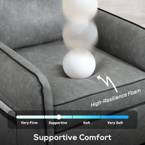 Gray homcom accent chair with faux leather upholstery black piping and high resilience foam cushioning