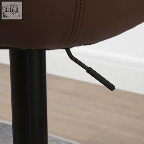 Brown homcom adjustable bar stools with swivel faux leather seat and black metal base with adjustment lever