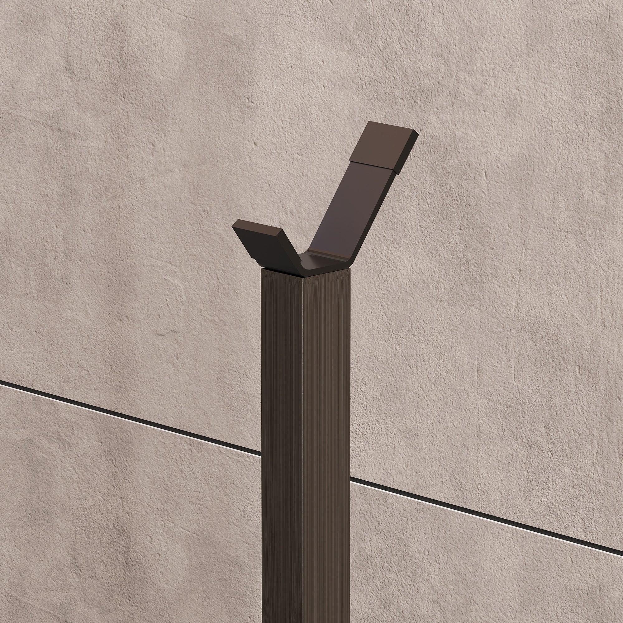 Dark bronze metal coat rack with two angled hooks shown with blue homcom weight bench multifunctional unit includes seat pad