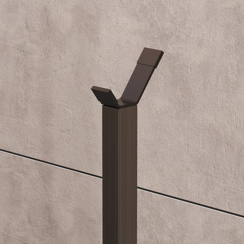 Dark bronze metal coat rack with two angled hooks shown with blue homcom weight bench multifunctional unit includes seat pad
