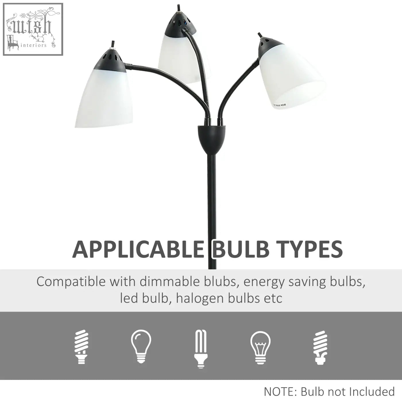Black homcom arc tree floor lamp with steel frame, round base, and three flexible gooseneck lights for living room