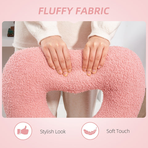 Pink fluffy teddy fleece fabric donut-shaped cushion for homcom armless heart computer desk office chair