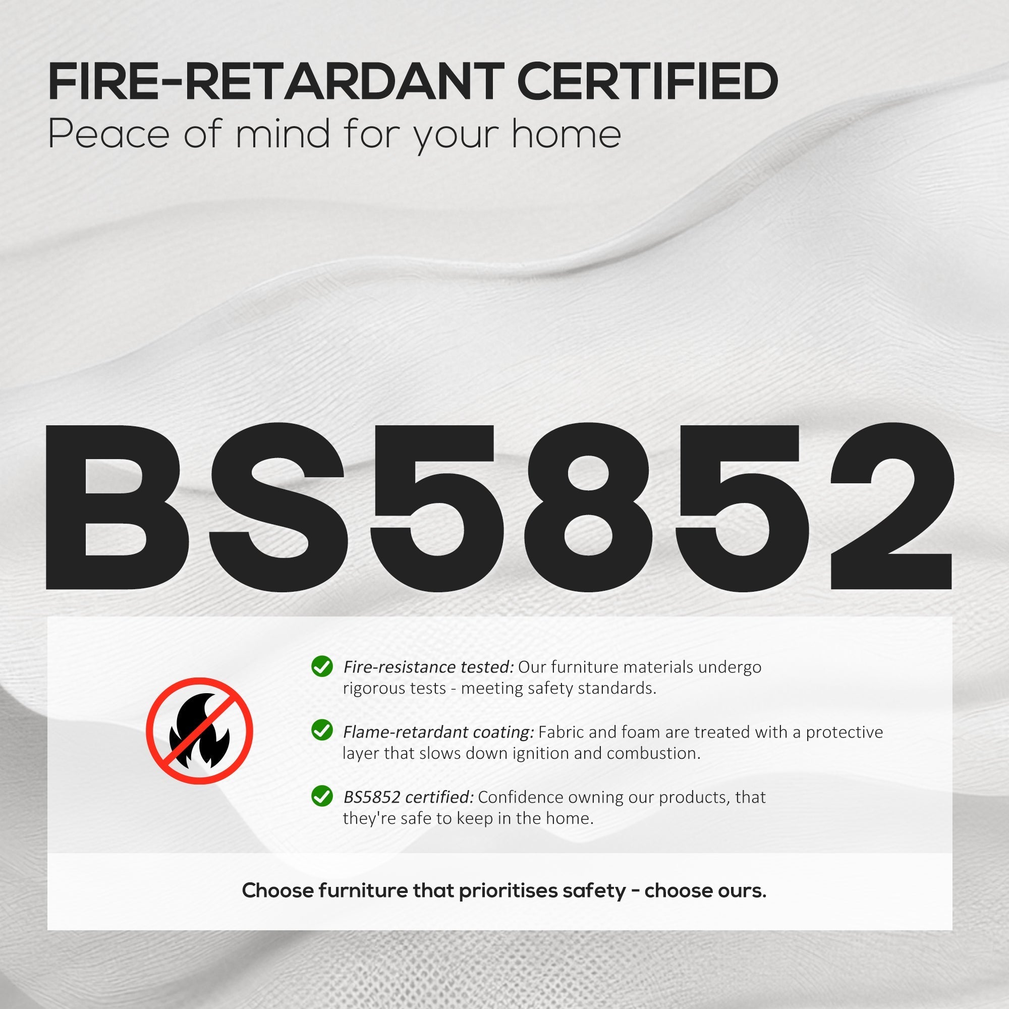 White linen fabric with fire-retardant certification on the breathable linen-feel fabric of the homcom office chair for home office