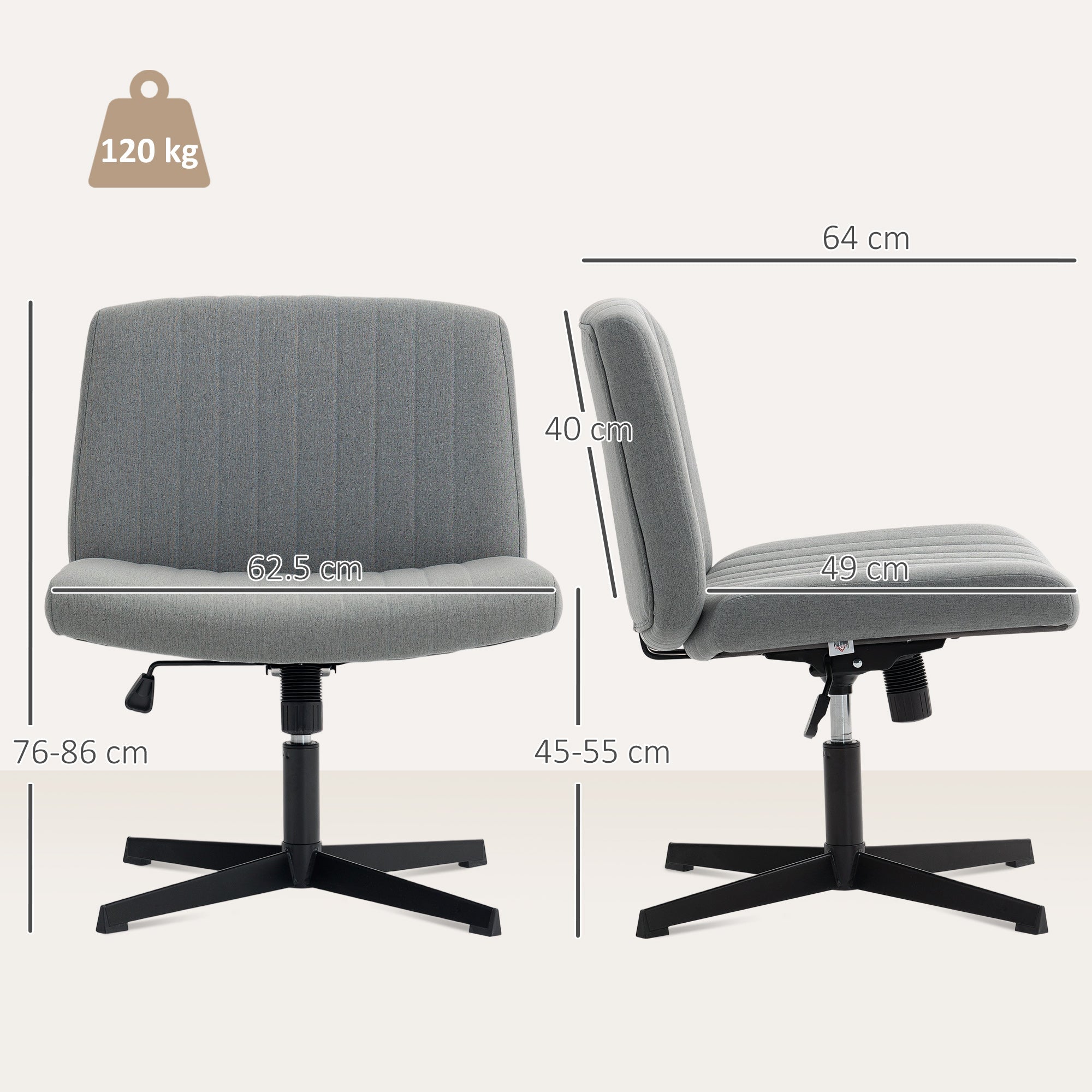 Gray upholstered office chair with breathable linen-feel fabric and adjustable height for comfortable home office use