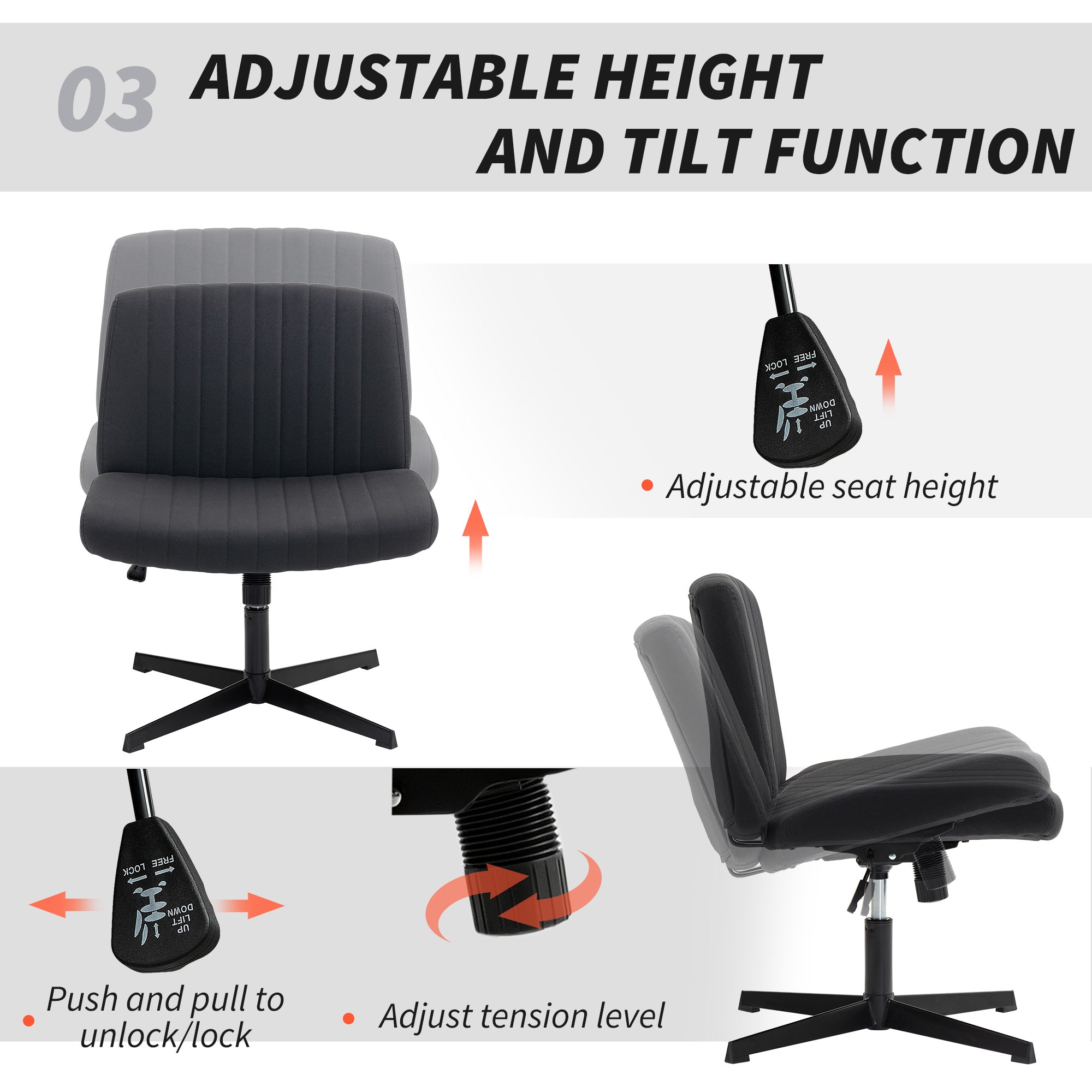 Black homcom office chair with breathable linen-feel fabric, adjustable height, and tilt for home office use