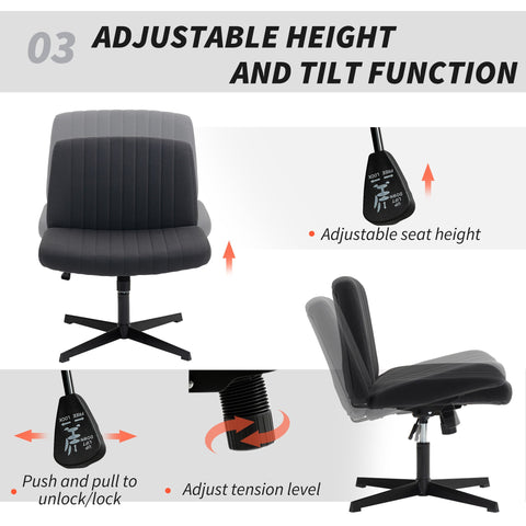Black homcom office chair with breathable linen-feel fabric, adjustable height, and tilt for home office use