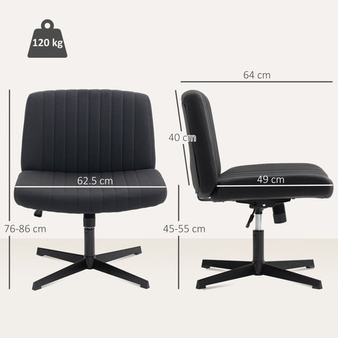 Black upholstered office chair with tufted back and seat breathable linen-feel fabric for home office use