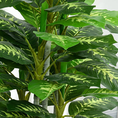 Homcom artificial evergreen tree with green and chartreuse variegated leaves and faux bamboo stems in nursery pot
