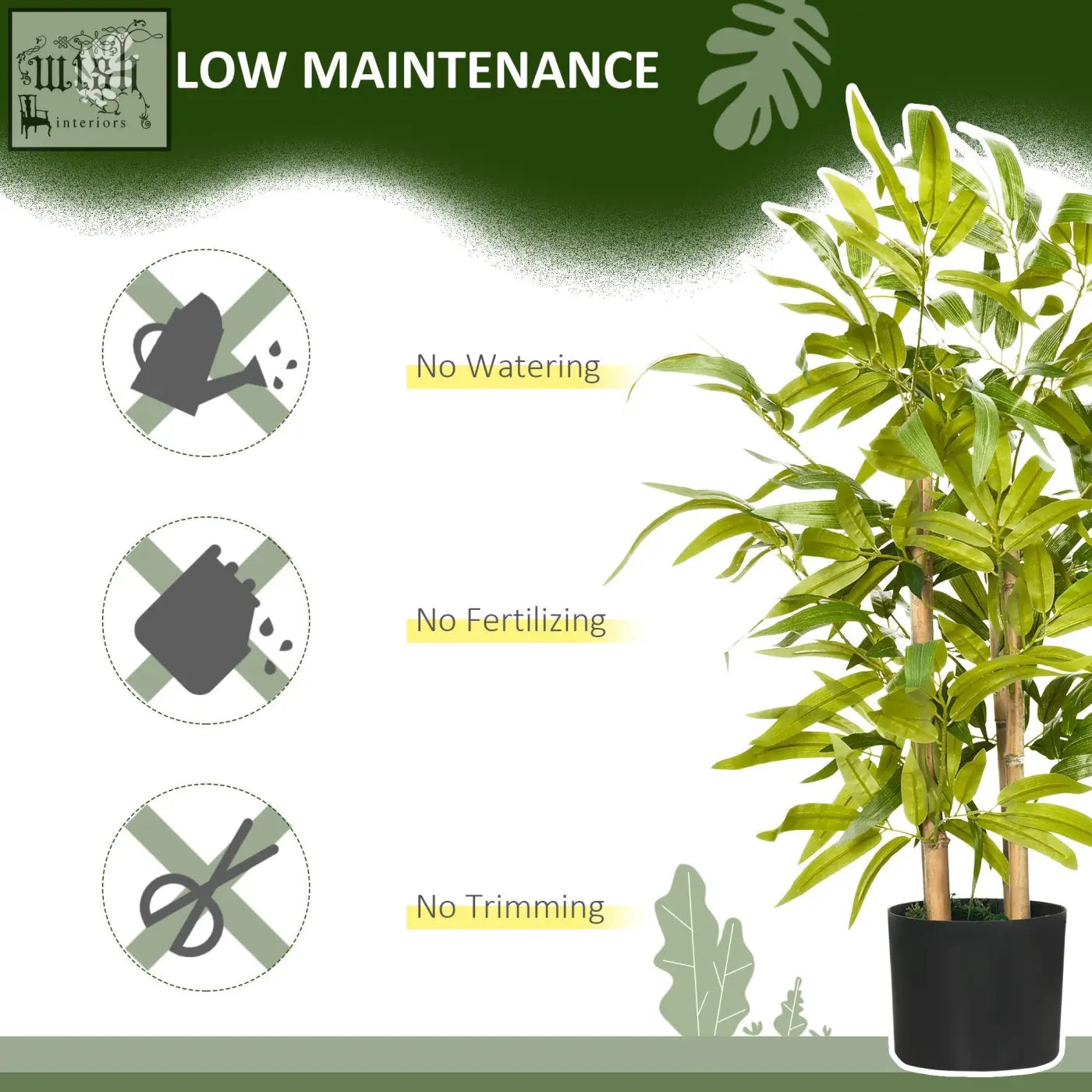 Lush green faux bamboo plant in sleek black pot by HOMCOM perfect for low-maintenance indoor decor