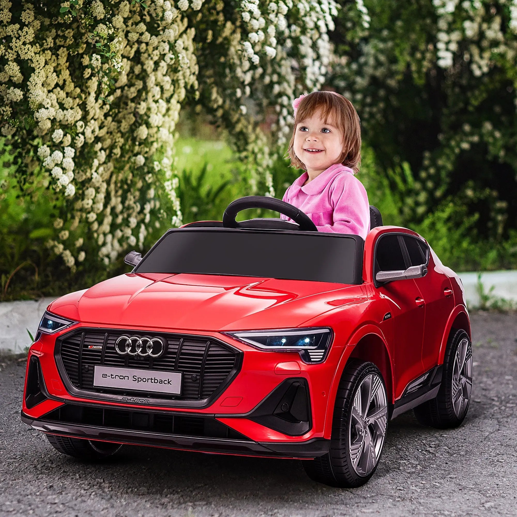 Red audi e-tron licensed 12v kids electric ride on car with remote control music lights and suspension wheels for ages 3-5