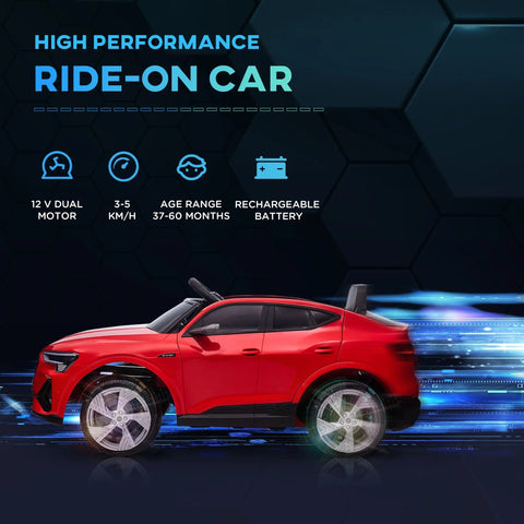 Red HOMCOM audi e-tron licensed 12v electric ride car for kids with remote control silver alloy wheels and black trim
