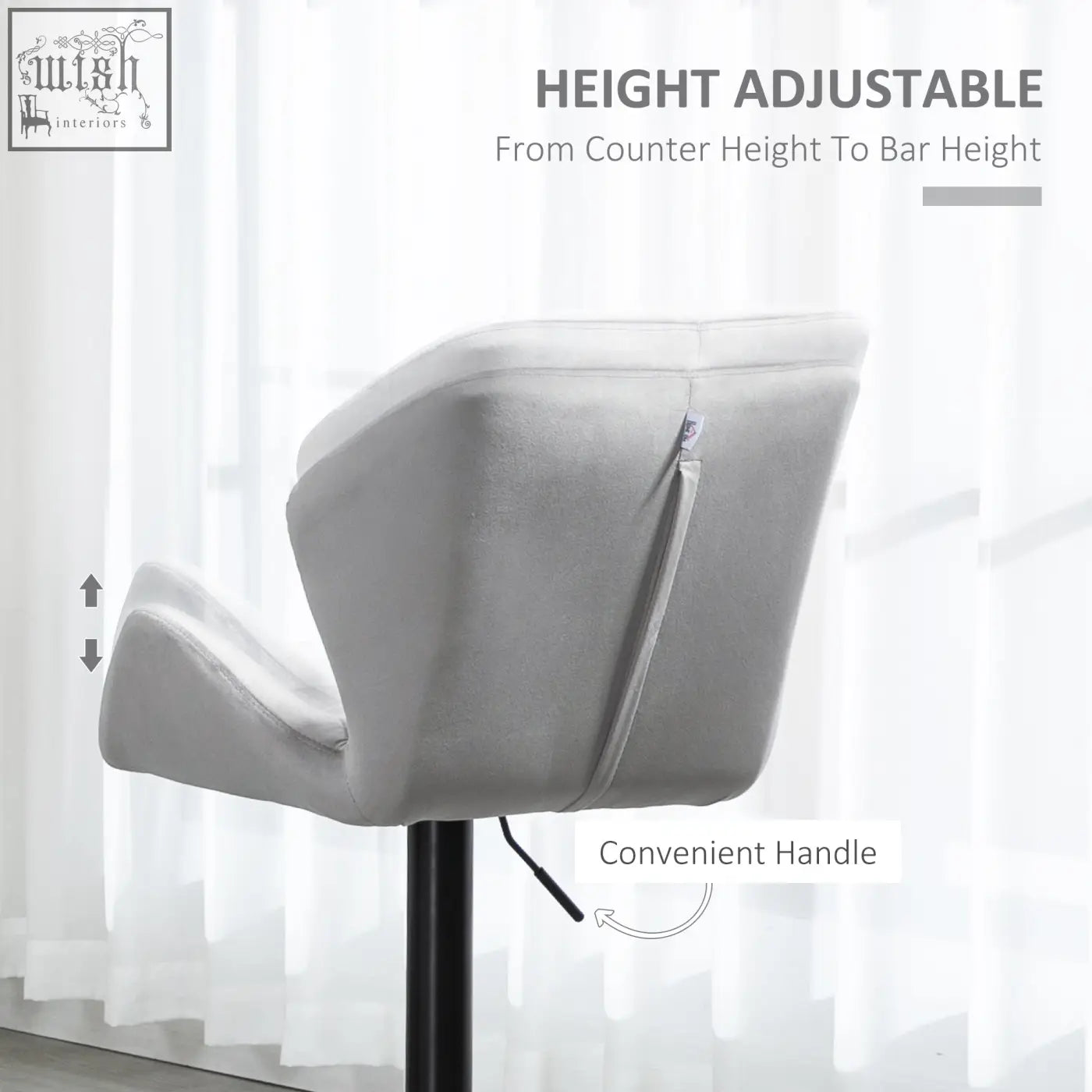 Gray upholstered homcom bar stools set of 2 with velvet-feel upholstery round base and metal frame footrest