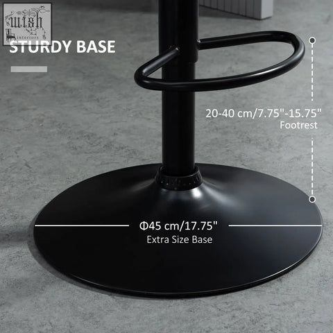 Black homcom bar stool with velvet-feel upholstery, metal frame, round base, footrest, and adjustable height