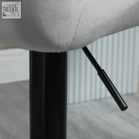 Gray upholstered homcom bar stool with velvet-feel upholstery metal frame round base and height adjustment lever
