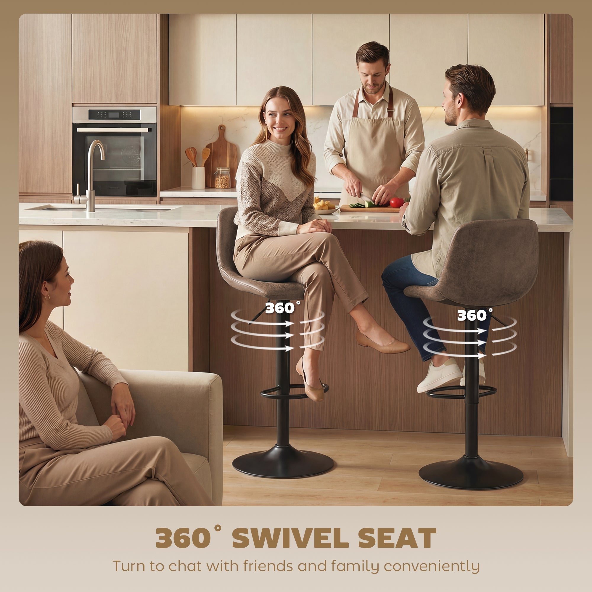 Black metal HOMCOM bar stools set of 2 with 360 swivel seats and footrest for kitchen island made of carbon steel