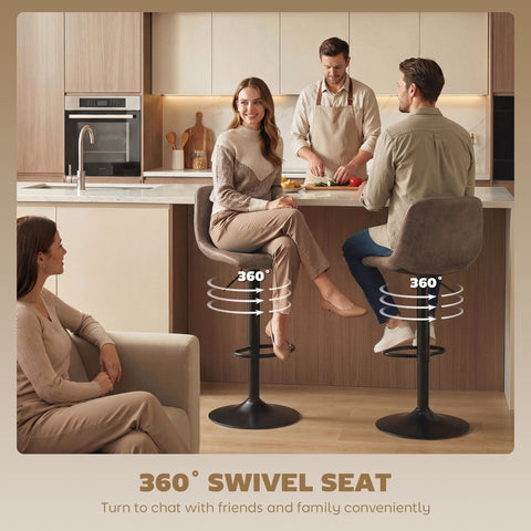 Black metal HOMCOM bar stools set of 2 with 360 swivel seats and footrest for kitchen island made of carbon steel