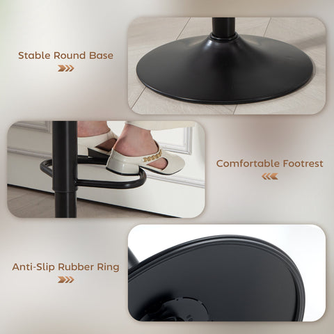 Black metal homcom bar stools with stable round base, comfortable footrest, anti slip rubber ring, and smooth gas lift