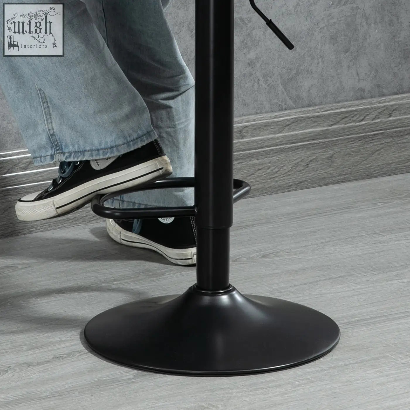 Black metal bar stools set of 2 with adjustable height swivel counter chairs and circular footrest for kitchen island use