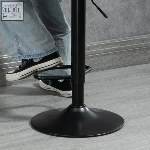 Black metal bar stools set of 2 with adjustable height swivel counter chairs and circular footrest for kitchen island use