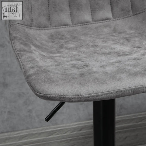 Gray velvet homcom bar stools set of 2 with tufted backrest black metal legs swivel adjustable for kitchen island use