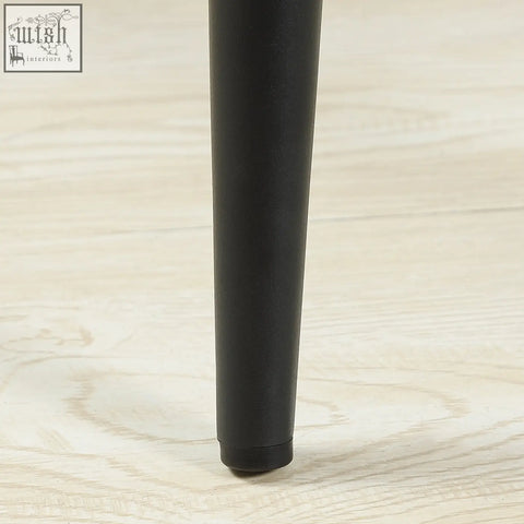 Black cylindrical metal leg with rounded base of homcom bar stools with beautiful velvet-feel upholstery in blue