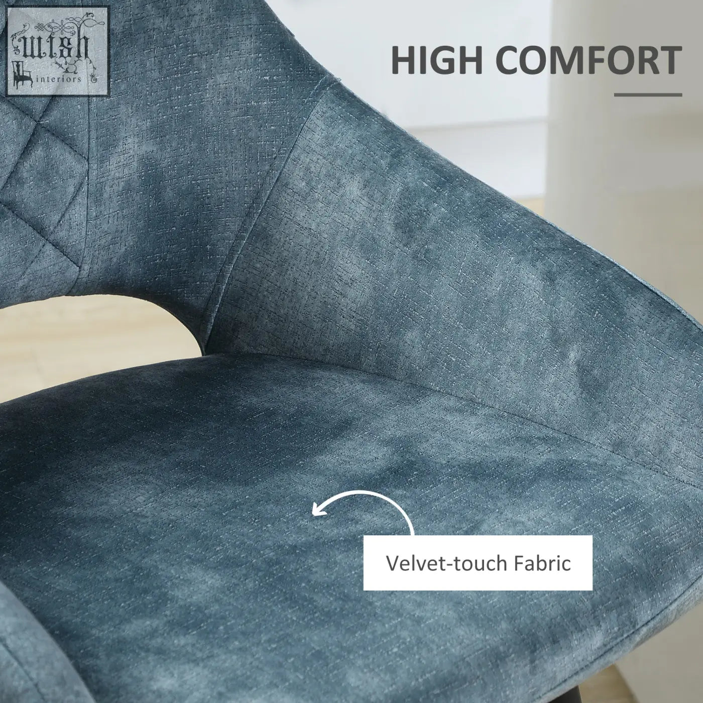Dark blue homcom bar stools with beautiful velvet-feel upholstery and quilted backrest for kitchen island seating