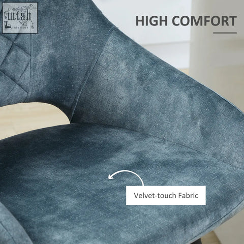 Dark blue homcom bar stools with beautiful velvet-feel upholstery and quilted backrest for kitchen island seating