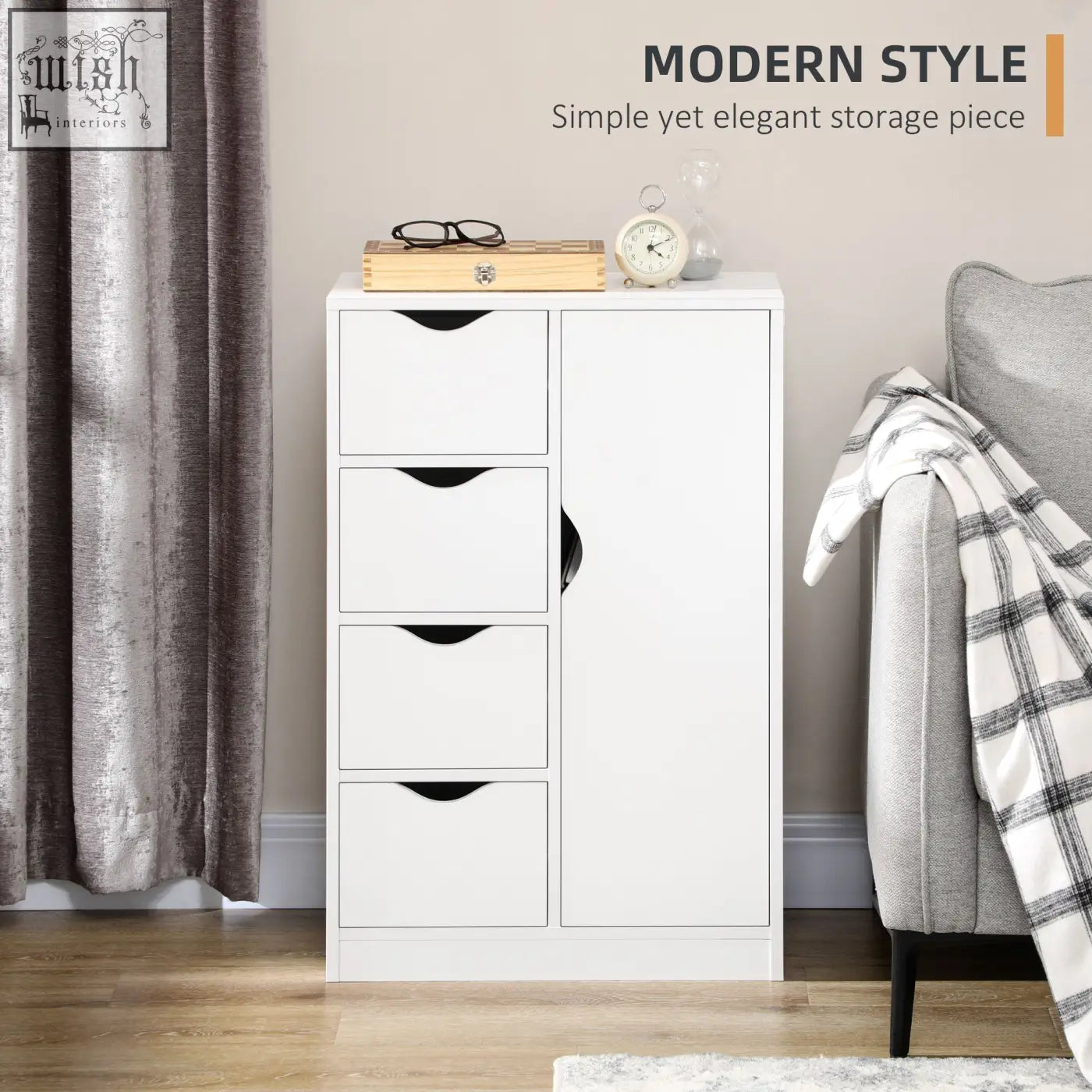 White homcom bathroom cabinet freestanding two-tier cabinet with four drawers and black handles for bedroom or kitchen