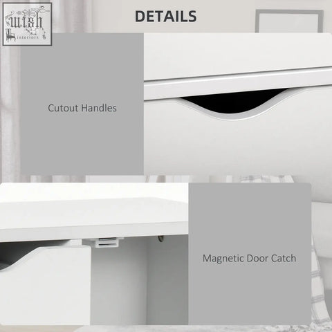 White homcom bathroom cabinet with four drawers and magnetic door catch freestanding two-tier storage unit
