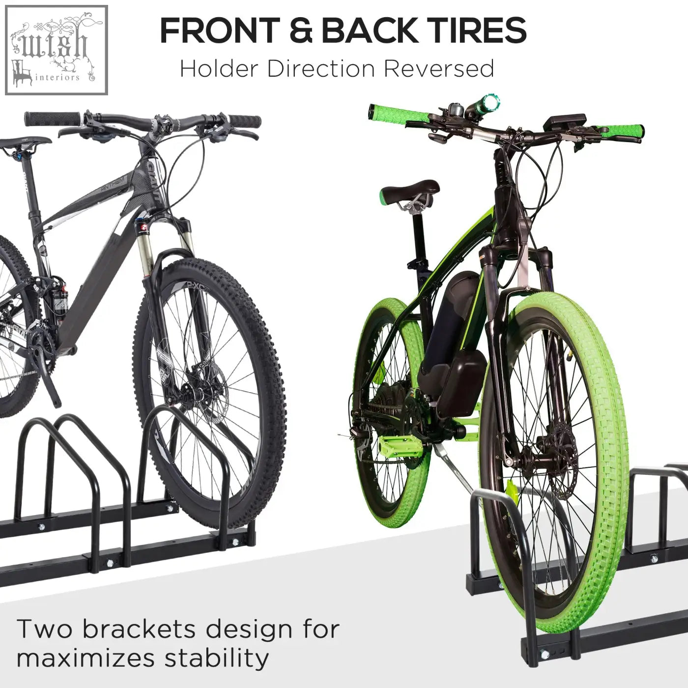 Black metal homcom bike stand with two brackets for stable tire holding fits six bikes in smaller spaces parking rack