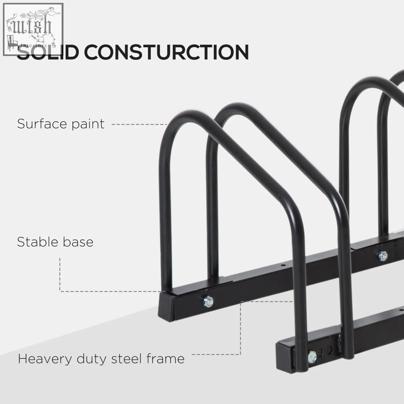 Black metal bike stand with six racks made of sturdy steel for parking rack use in smaller spaces by HOMCOM