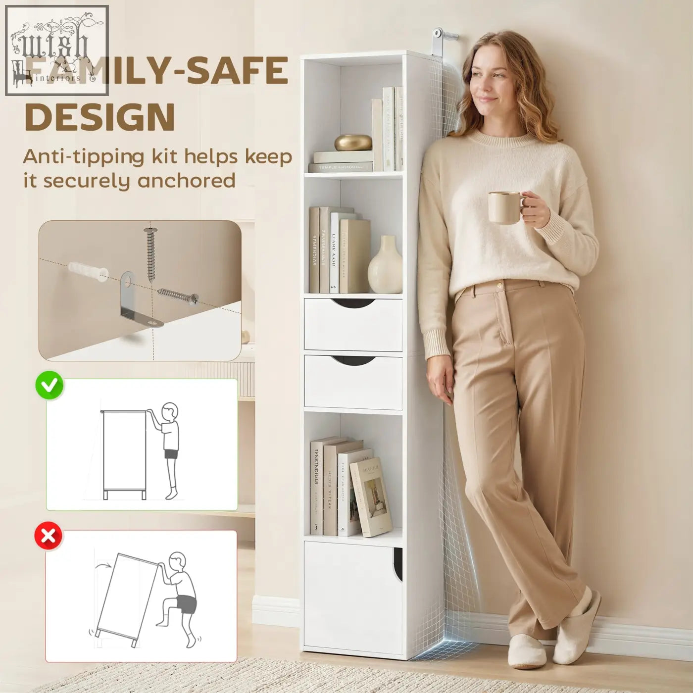White homcom bookcase with adjustable shelf open shelves and 2 drawers perfect for organizing books and decor