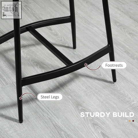 Black steel breakfast bar stools with sleek steel frame legs and sturdy footrest perfect for kitchen or dining room