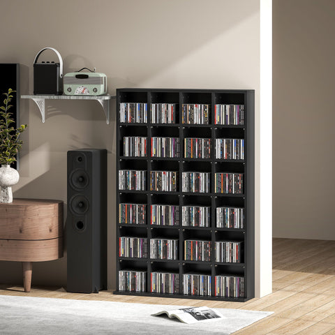 HOMCOM CD Storage Unit with Adjustable Shelves, 89 x 130.5 cm, Black