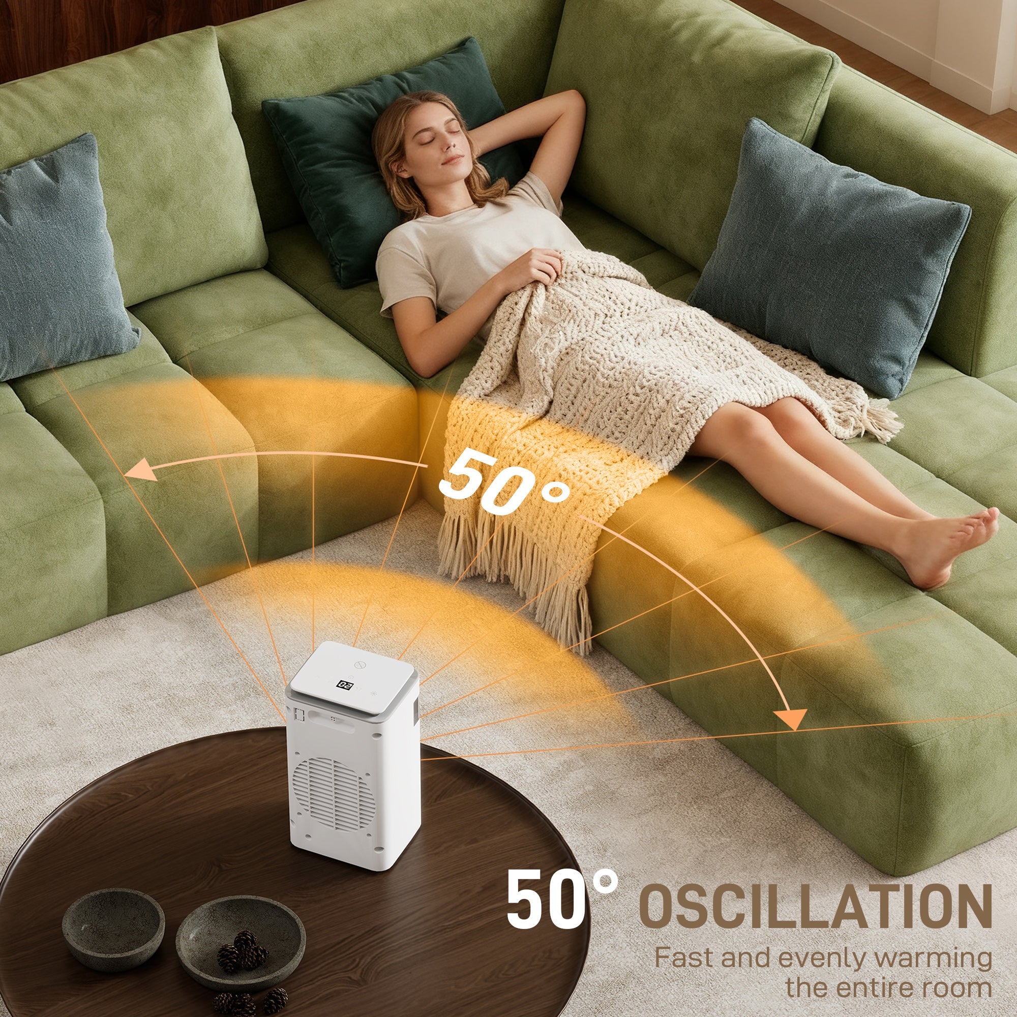 White homcom ceramic electric heater with flame effect digital display and built-in overheat protection for bedrooms