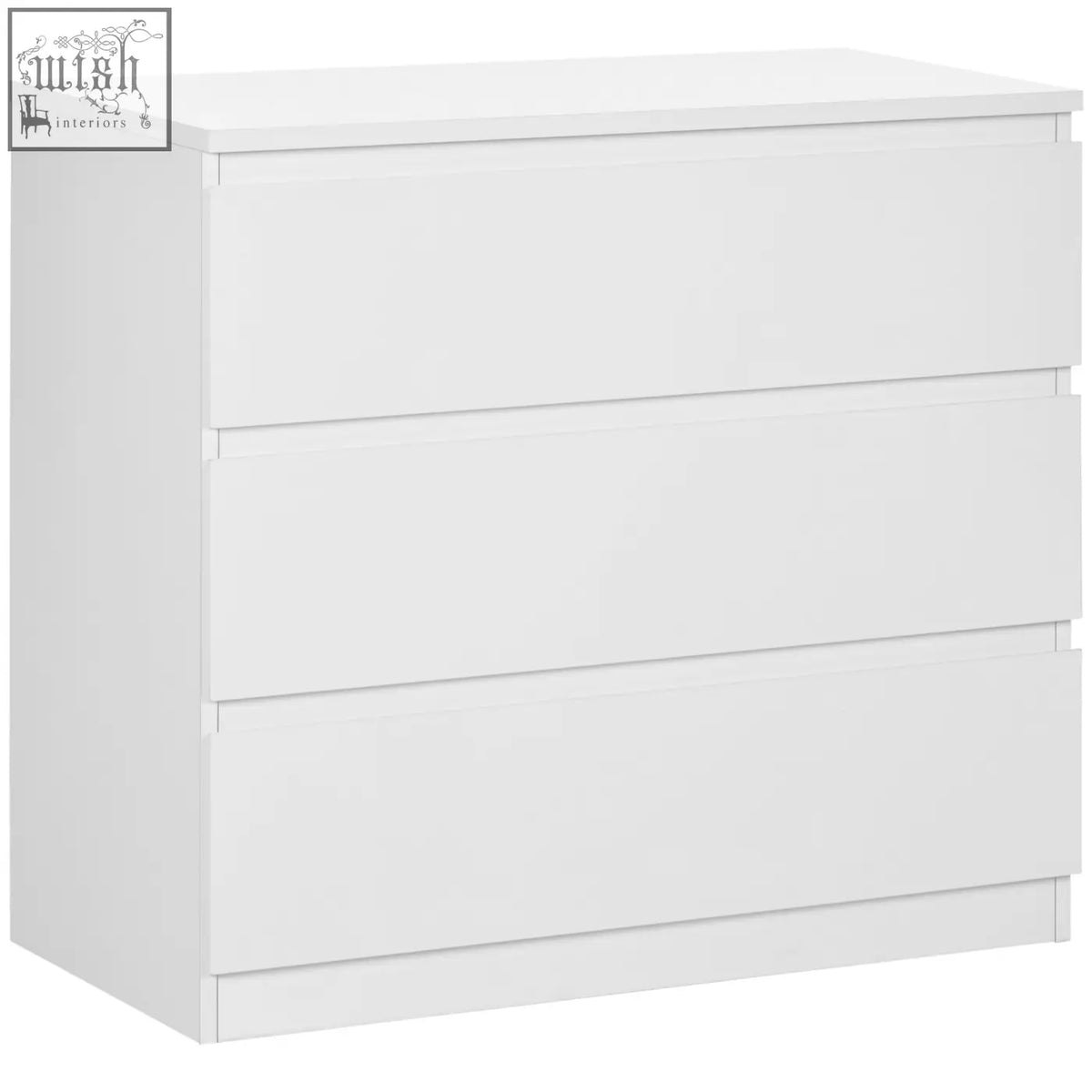 Homcom white glossy finish chest of drawers with three drawers particle board storage organiser unit for bedroom