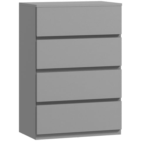 Modern gray gloss homcom chest with four drawers and handle-less design perfect for bedroom storage