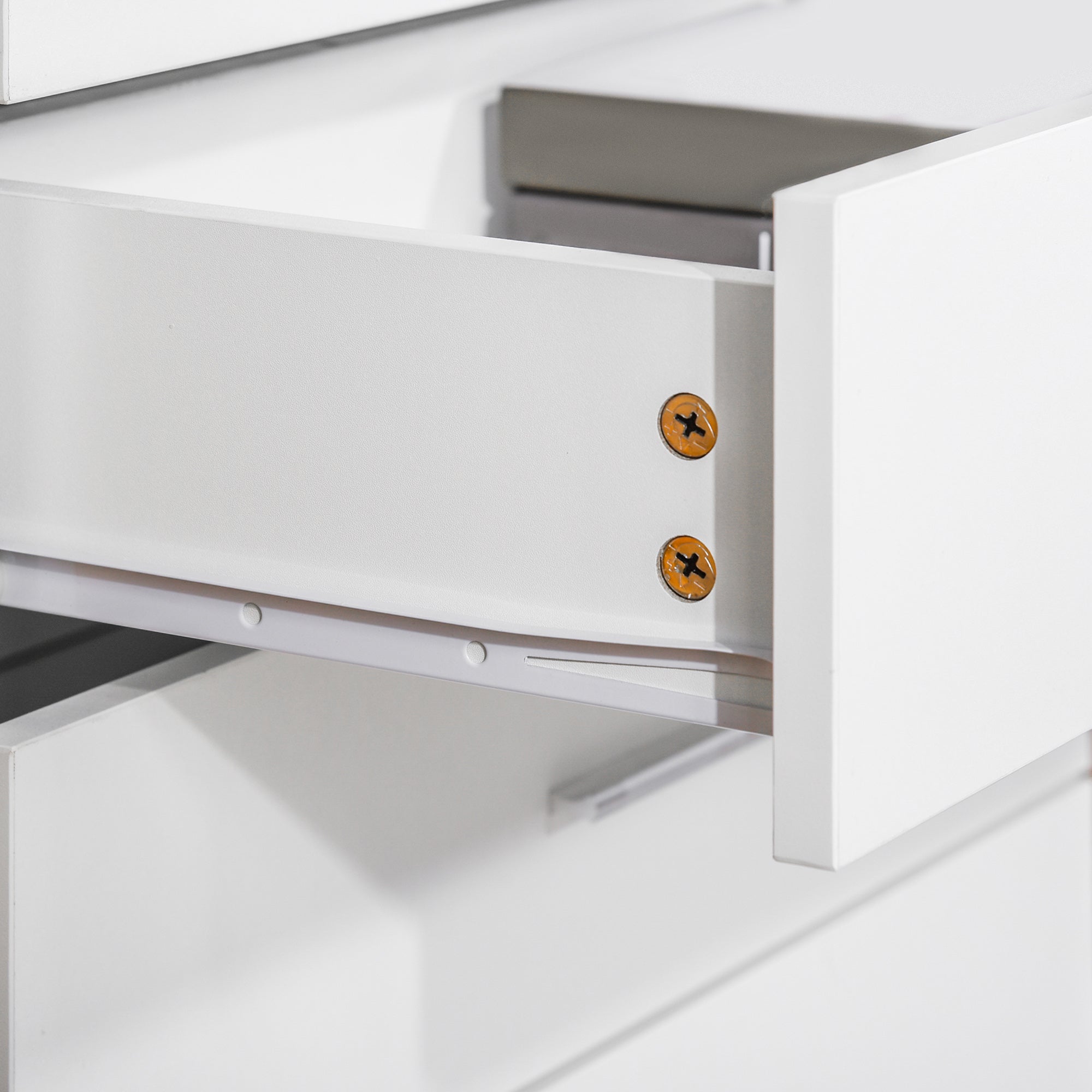 White homcom chest of drawers with gold screws sleek modern design metal rails anti tip for nursery playroom hallway