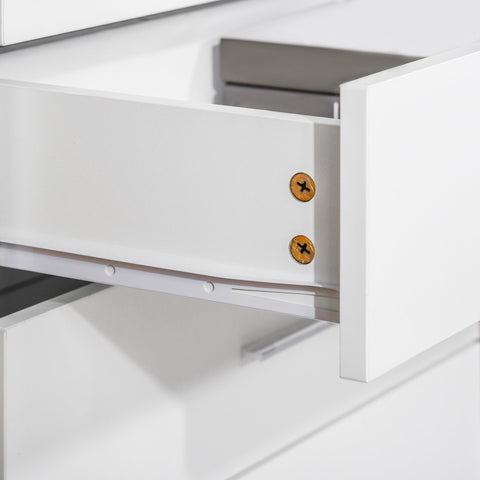 White homcom chest of drawers with gold screws sleek modern design metal rails anti tip for nursery playroom hallway