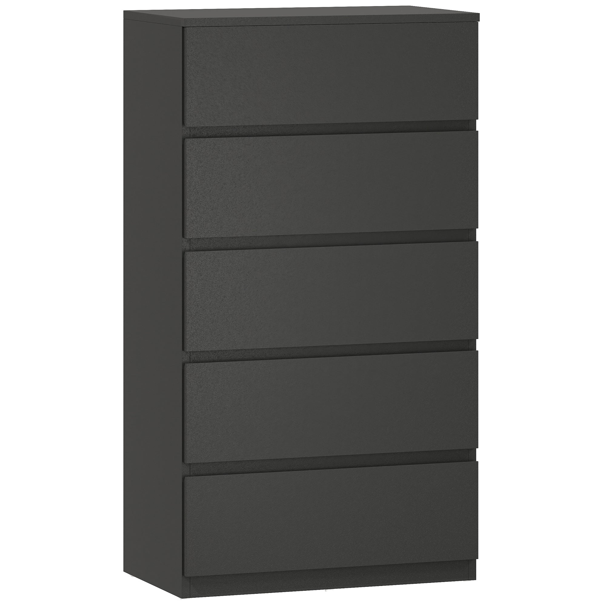 Homcom chest of drawers with five drawers in black high-gloss particle board perfect for bedroom storage