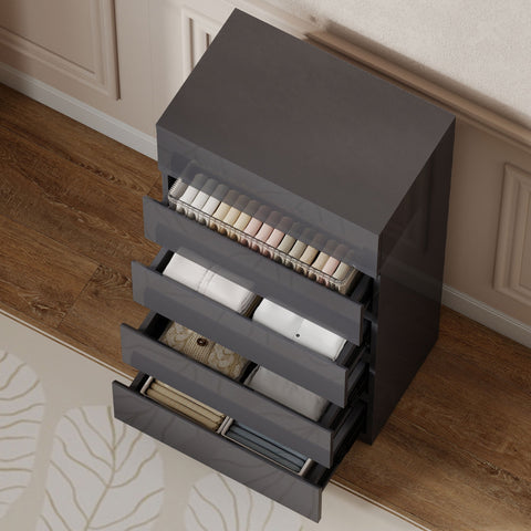 Modern matte gray homcom chest with five drawers and handle-less design for sleek bedroom storage