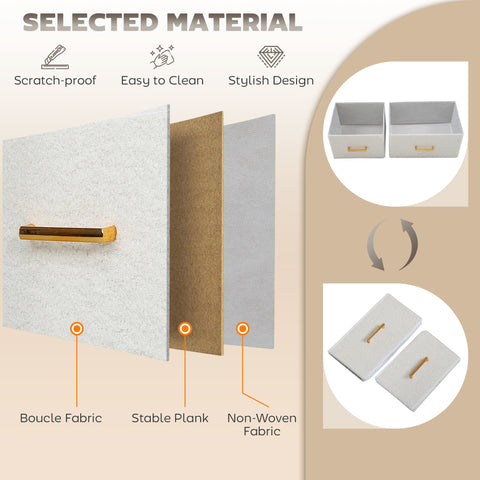 Cream white homcom chest of drawers with boucle fabric drawers gold handle stable plank and adjustable feet pads