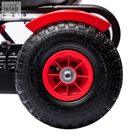 Red homcom children pedal go kart wheel with silver hubcap and inflatable rubber tyres for kids ages 5-12