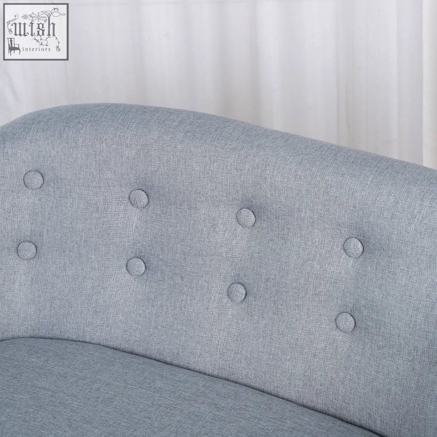 Back side of homcom kids armchair grey tufted fabric backrest with padded seat and wooden legs for bedroom playroom