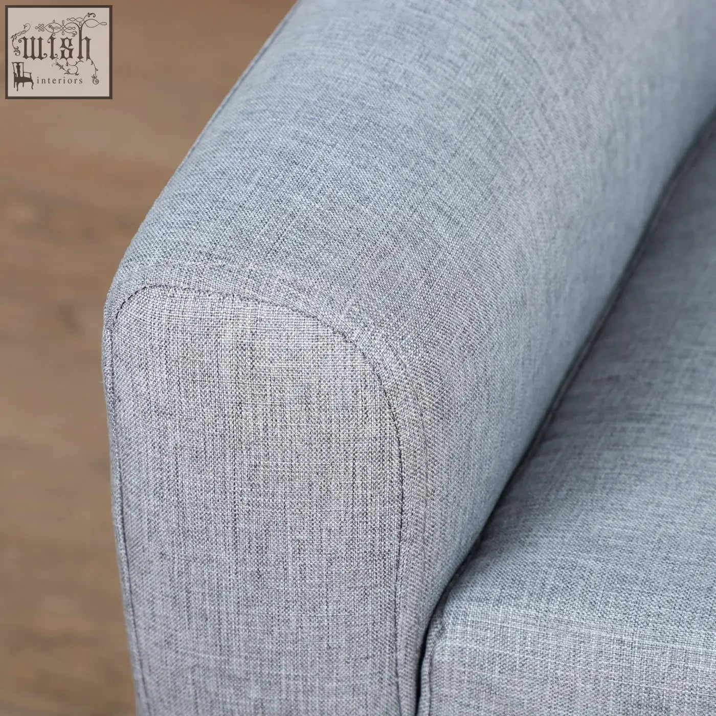 Gray textured fabric armrest on homcom kids armchair with padded seat and wooden legs for bedroom playroom