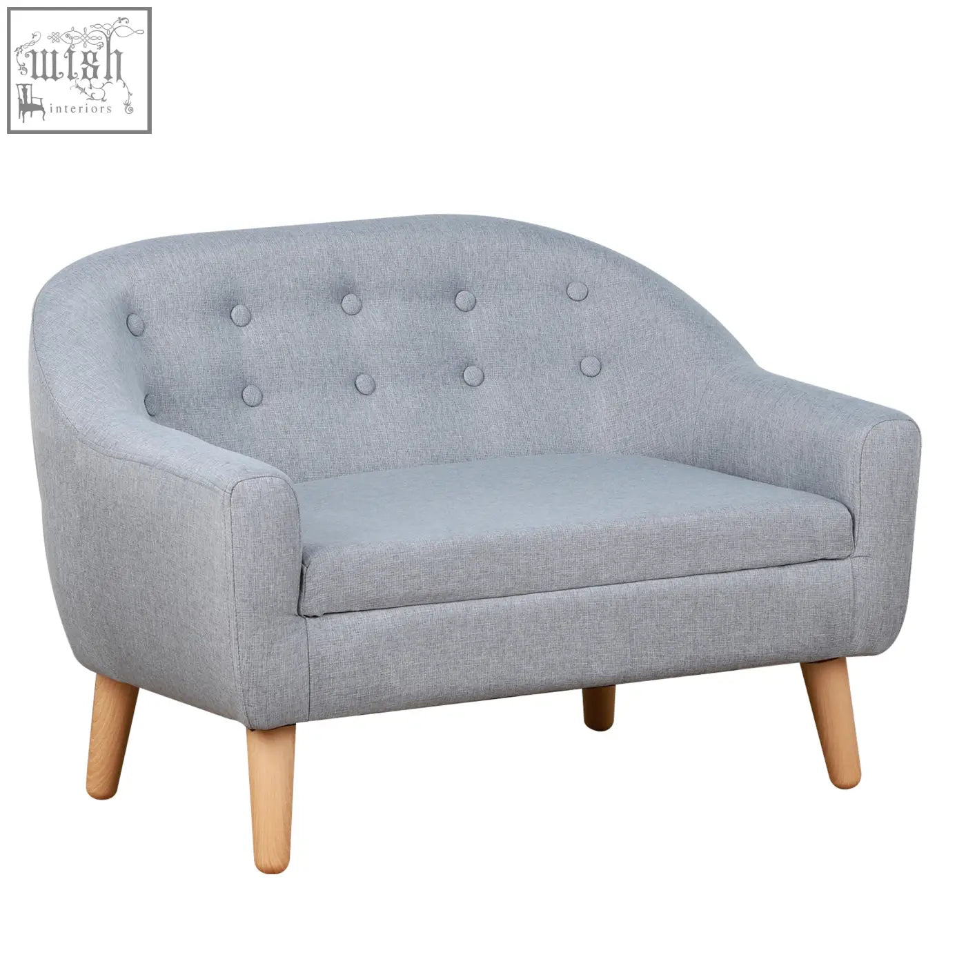 Gray tufted kids armchair with padded seat and wooden legs from homcom 2 seater mini sofa for playroom